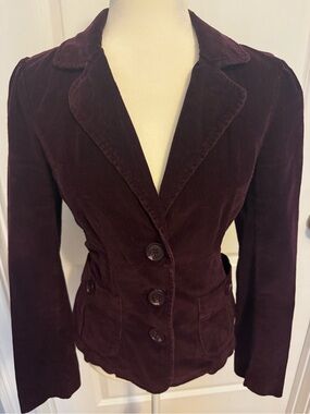 Corduroy Blazer Jacket in Deep Purple